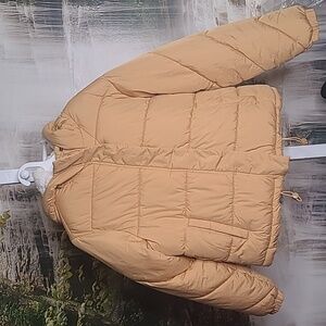 Arizona Jean Company Womens XS yellow faux fur puffy long sleeve winter coat